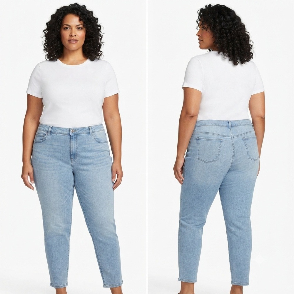Gloria Vanderbilt Amanda High Rise Tapered Jeans Light Wash Blue Womens 24W